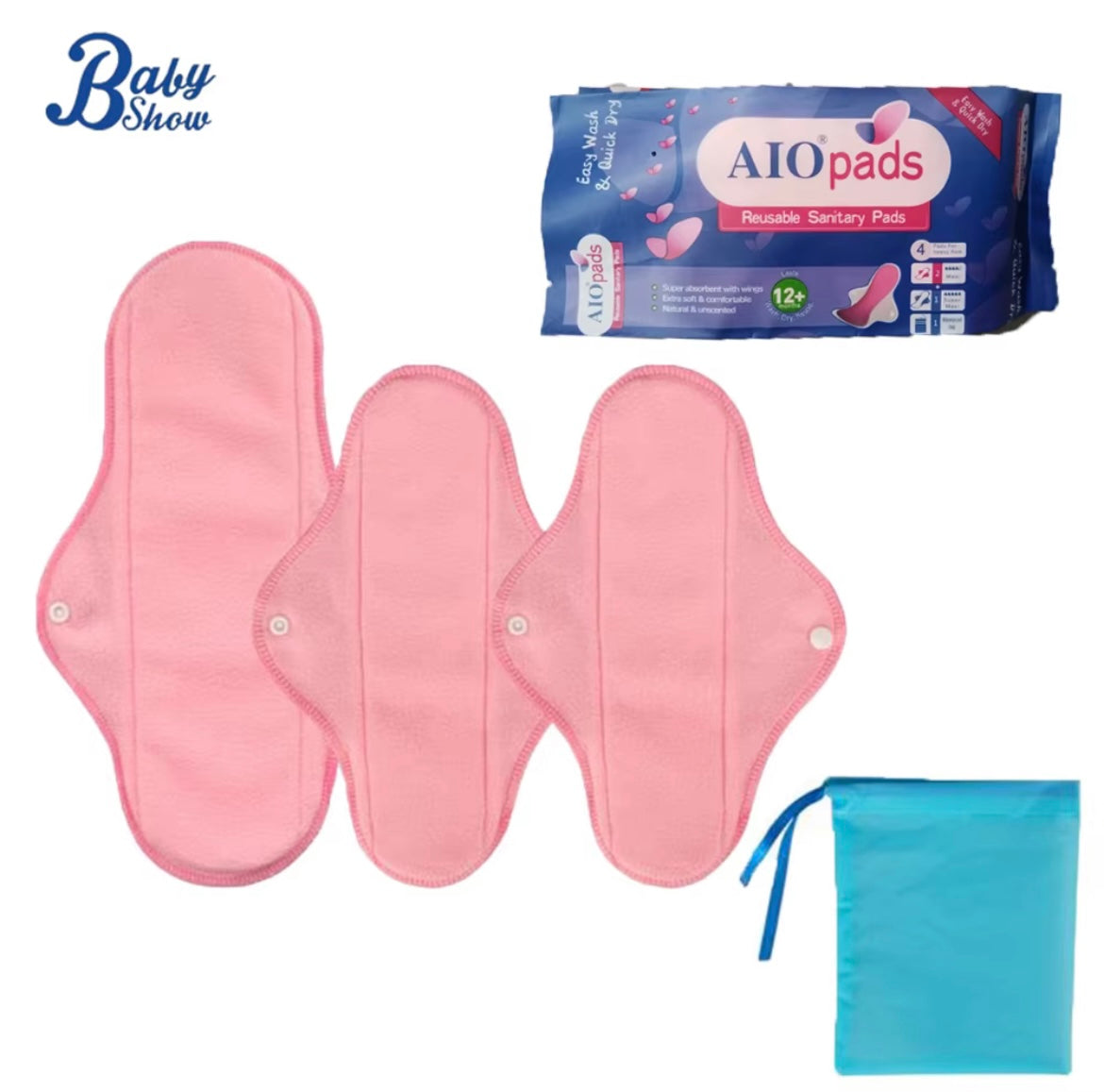 Aiopads – Serviettes Hygiéniques Lavables Pack Adolescentes | Lot de 3 Protège-Slips Réutilisables