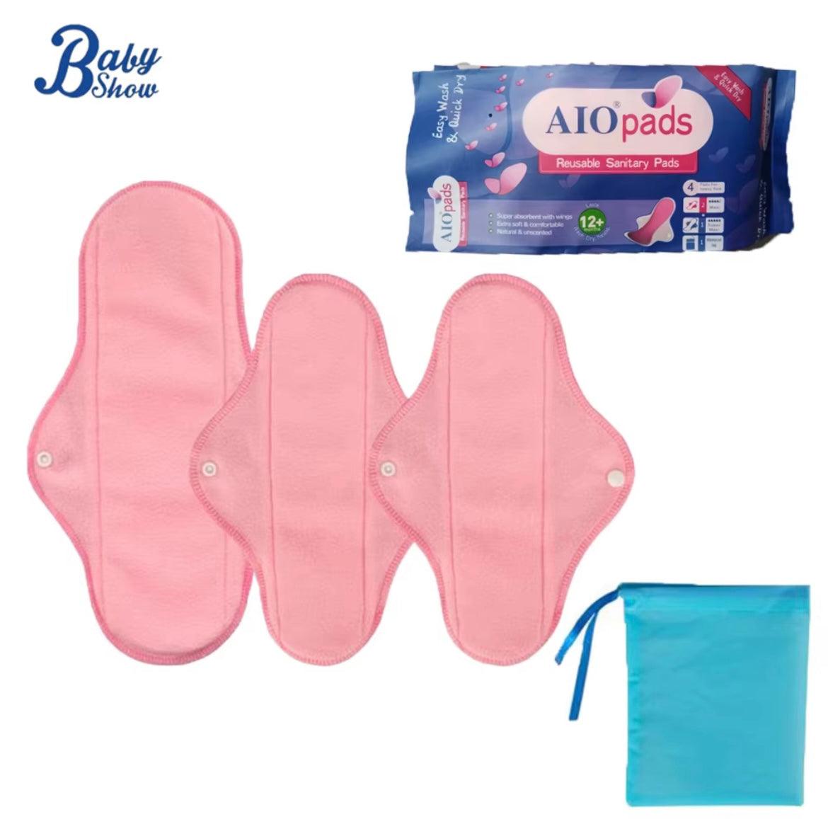 AIOpads pack de 3 serviettes hygiéniques lavables pour adolescentes