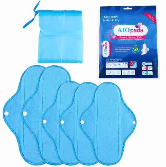 Aiopads – Serviettes Hygiéniques Lavables Pack Adulte | 5 Serviettes Réutilisables