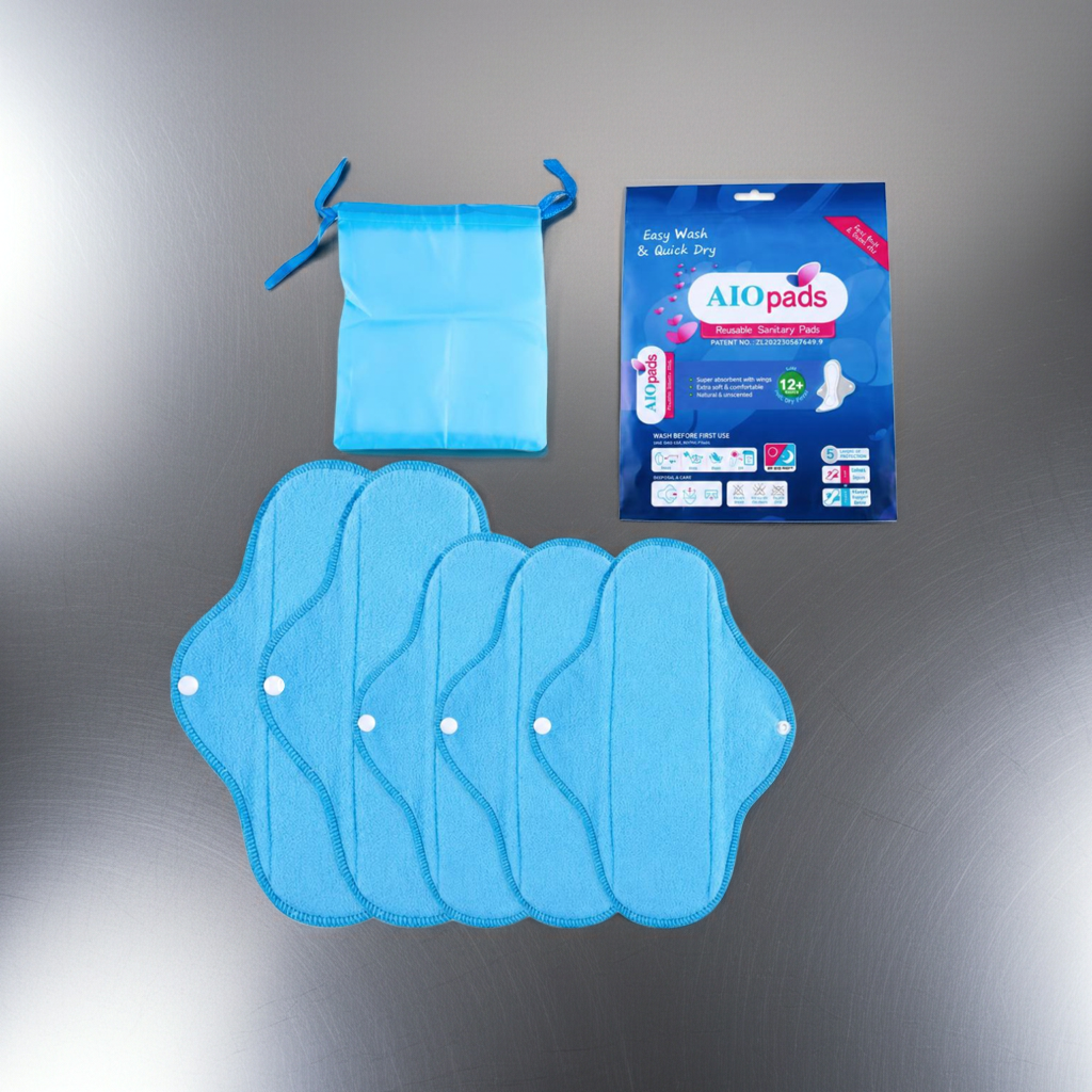Aiopads – Serviettes Hygiéniques Lavables Pack Adulte | 5 Serviettes Réutilisables