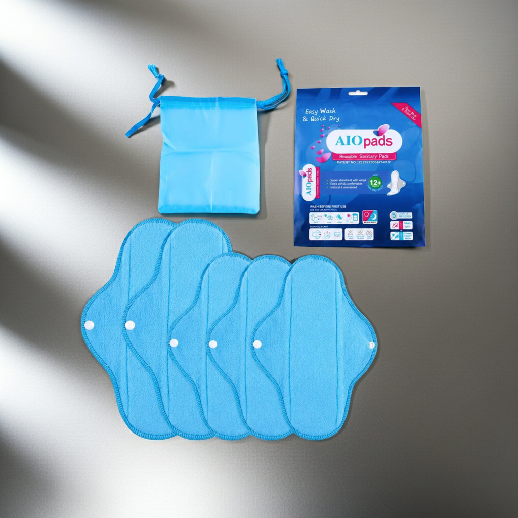 Aiopads – Serviettes Hygiéniques Lavables Pack Adulte | 5 Serviettes Réutilisables